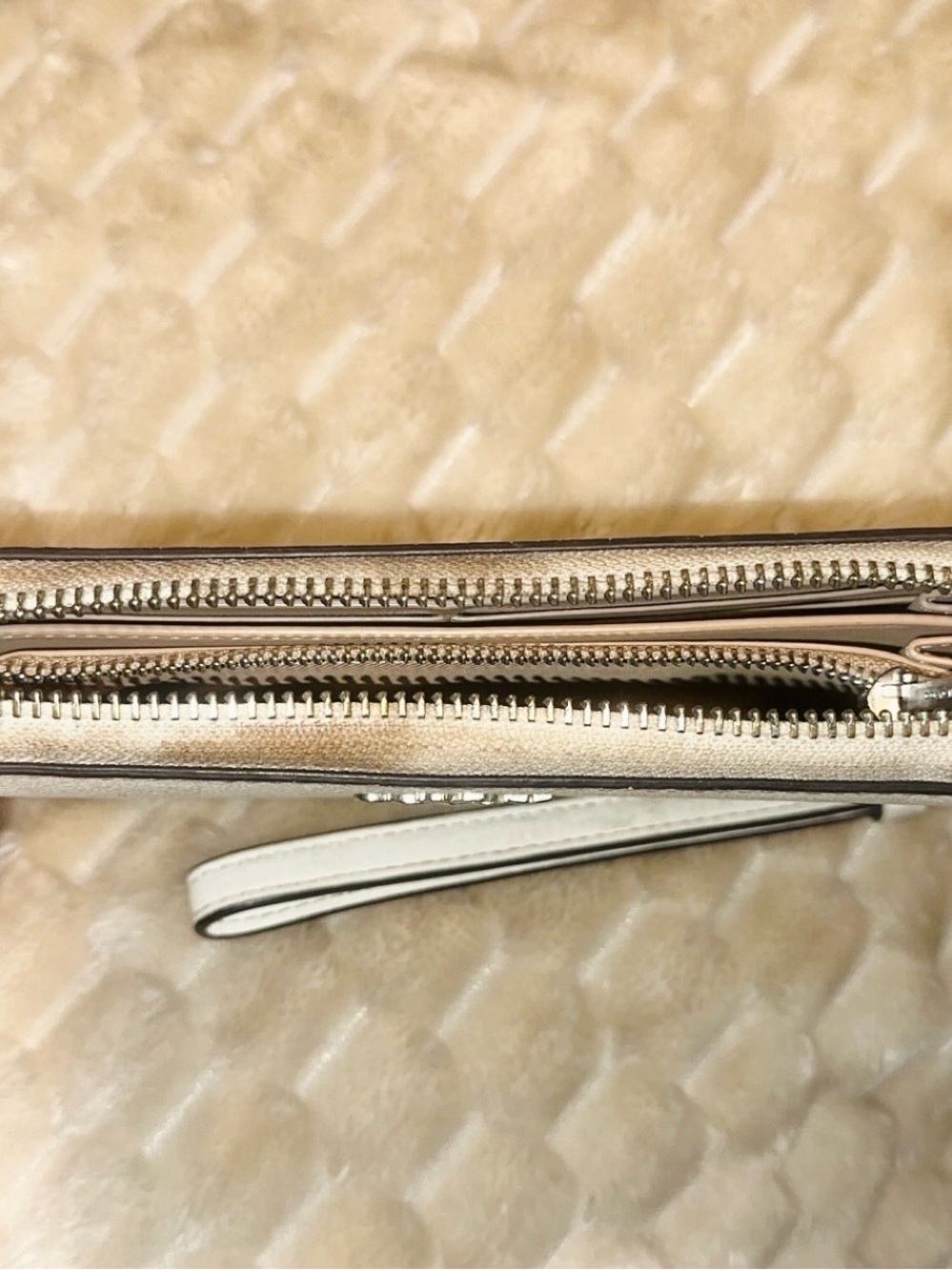 Coach White Signature Zip Wristlet with Silver Hardware - Picture 2 of 4